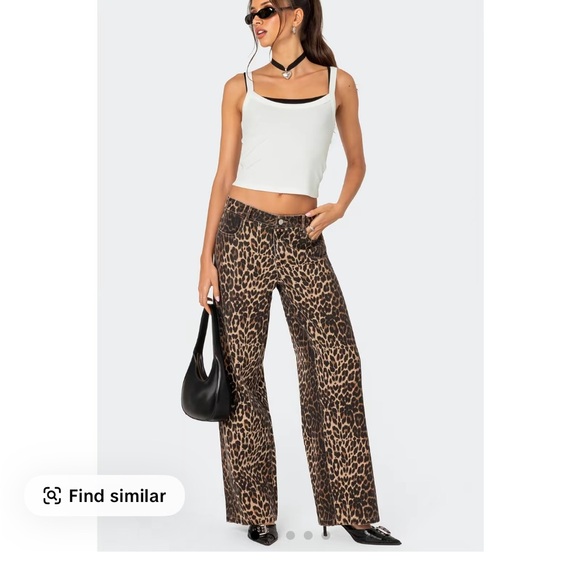 Leopard Print Low Rise Jeans- TikTok viral - Picture 1 of 4